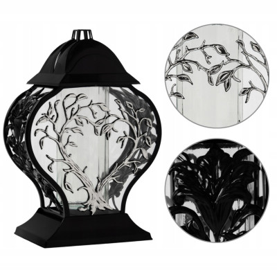 Duży Znicz LED Lampion Drzewko Srebrny Czarny 33,5 cm Wszystkich Świętych