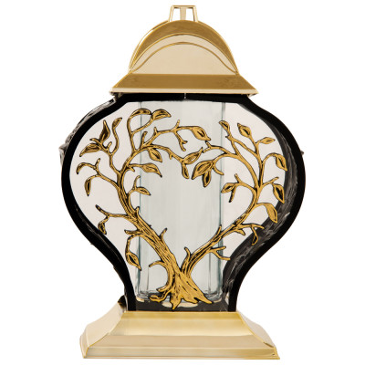 Znicz LED Lampion Drzewko Metalizacja Złoty 33,5 cm Na Wszystkich Świętych