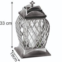 Srebrny Znicz Ażurowy Duzy Na Wszystkich Świętych na grób Lampion 33 cm