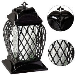 Czarny Znicz Ażurowy Duzy Na Wszystkich Świętych Lampion Na Grób 33 cm