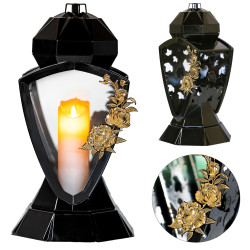 Znicz Czarny na Wszystkich Świętych Na Grób Cmentarz Duży Lampion 38 cm