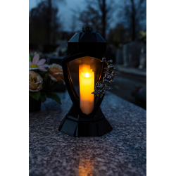 Znicz Czarny na Wszystkich Świętych Na Grób Cmentarz Duży Lampion 38 cm