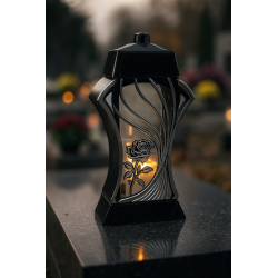 Znicz Czarny na Wszystkich Świętych Na Grób Cmentarz Duży Lampion 37 cm