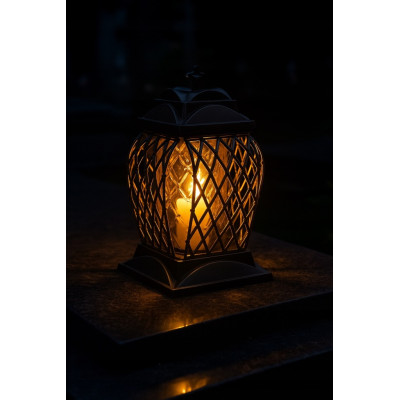Czarny Znicz Ażurowy Duzy Na Wszystkich Świętych Lampion Na Grób 33 cm