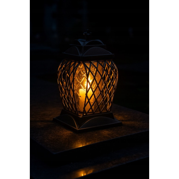 Czarny Znicz Ażurowy Duzy Na Wszystkich Świętych Lampion Na Grób 33 cm