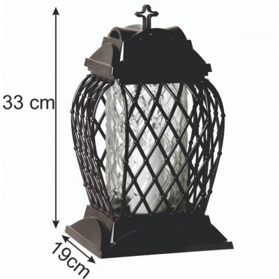 Czarny Znicz Ażurowy Duzy Na Wszystkich Świętych Lampion Na Grób 33 cm