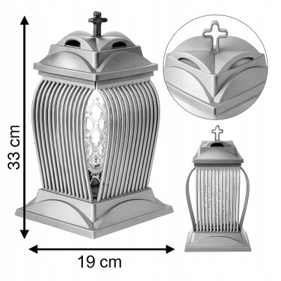 Srebrny Znicz Ozdobny Kapliczki Na Cmentarz Grób 33 cm