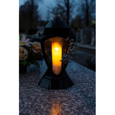 Znicz Czarny na Wszystkich Świętych Na Grób Cmentarz Duży Lampion 38 cm