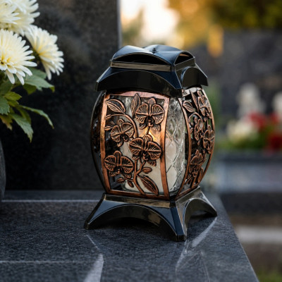 Znicz Różowe-Złoto 33 cm Rose Gold Na Grób Kwiatowy Na Wszystkich Świętych