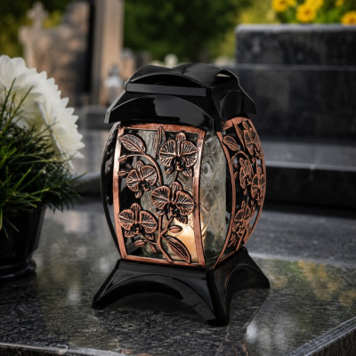 Znicz Różowe-Złoto 33 cm Rose Gold Na Grób Kwiatowy Na Wszystkich Świętych