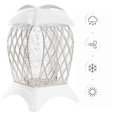 Znicz Biały Srebro Na Grób Cmentarz Wszystkich Świętych Duży Lampion 33 cm