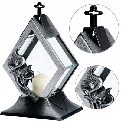 Znicz Srebrny Diament na Wszystkich Świętych Kalia Lampion Na Grób 35 cm