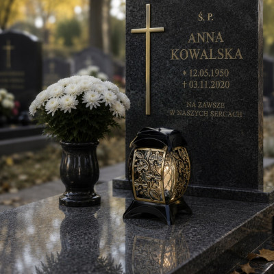 Znicz Złoty Na Grób Cmentarz Ażurowe Zdobienie Na Wszystkich Świętych 33 cm