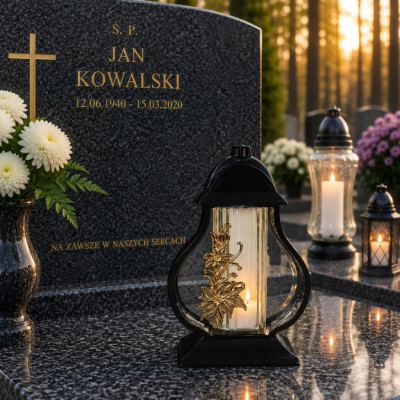 Znicz z wkładem Led na Wszystkich Świętych na Grób Cmentarz Duży Lampion