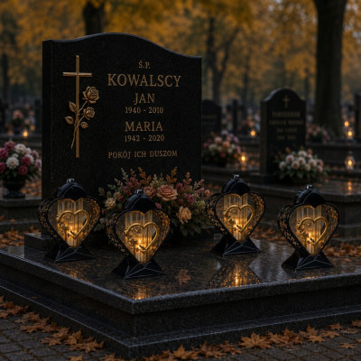 Znicz z wkładem Led Serce na Wszystkich Świętych Grób Cmentarz Duży Lampion