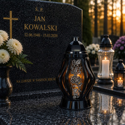 Znicz z Wkładem Led Ażurowy na Wszystkich Świętych Na Grób Duży Lampion