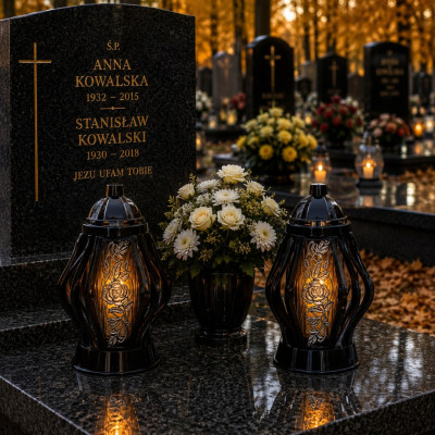 Znicz z Wkładem Led Ażurowy na Wszystkich Świętych Na Grób Duży Lampion