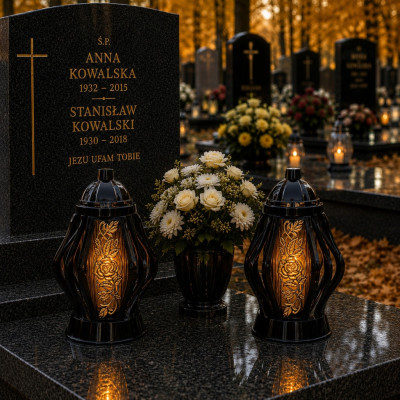 Znicz z Wkładem Led Ażurowy na Wszystkich Świętych Na Grób Duży Lampion