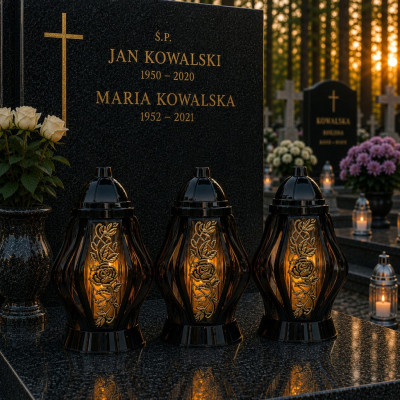 Znicz z Wkładem Led Ażurowy na Wszystkich Świętych Na Grób Duży Lampion