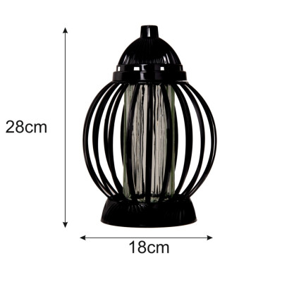 Znicz Lampion Nagrobny Czarny Kula 28 cm Wkład LED Gratis
