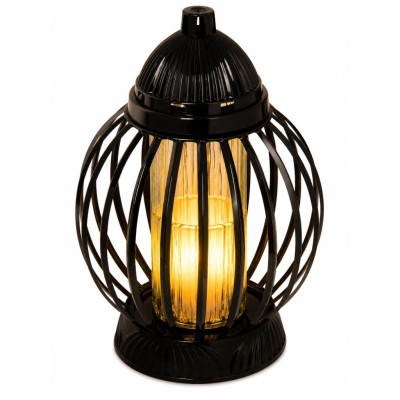 Znicz Lampion Nagrobny Czarny Kula 28 cm Wkład LED Gratis