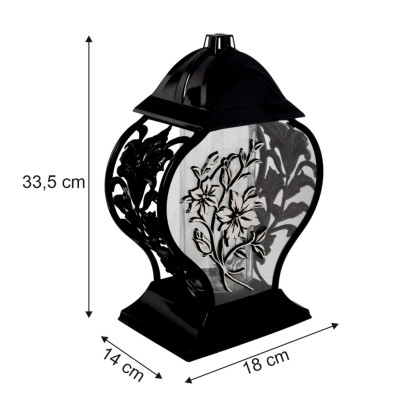 Znicz na Grób Lampion Złoty 33,5 cm Krzyż Kwiaty + WKŁAD LED GRATIS