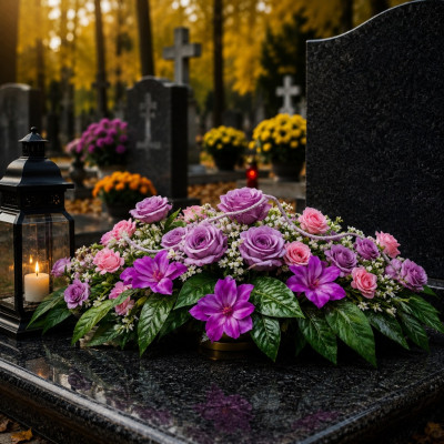 Stroik Na Grób Wiązanka + Bukiet do Wazonu Kompozycja Nagrobna Nina