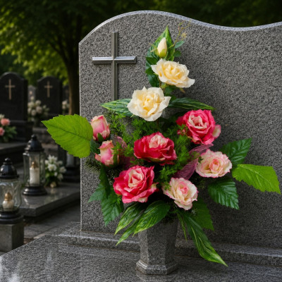 Stroik Na Grób Wiązanka + Bukiet do Wazonu Kompozycja Nagrobna Karolina