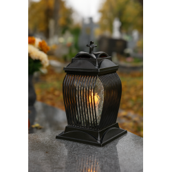 Znicz Czarny Na Grób Cmentarz Paski Na Wszystkich Świętych Lampion 33 cm