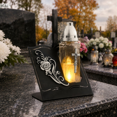 Znicz Książka Kochanej Żonie Biało-Srebrny na Wszystkich Świętych 27 cm
