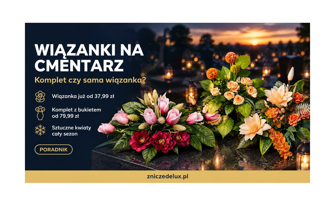 Wiązanki na cmentarz: komplety, kompozycje kwiatowe i ceny