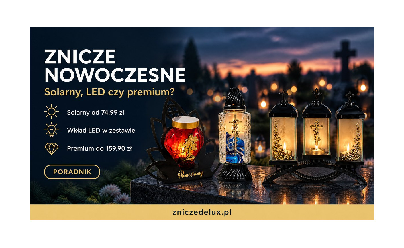 Znicze nowoczesne na cmentarz: solarne, LED i premium – ceny