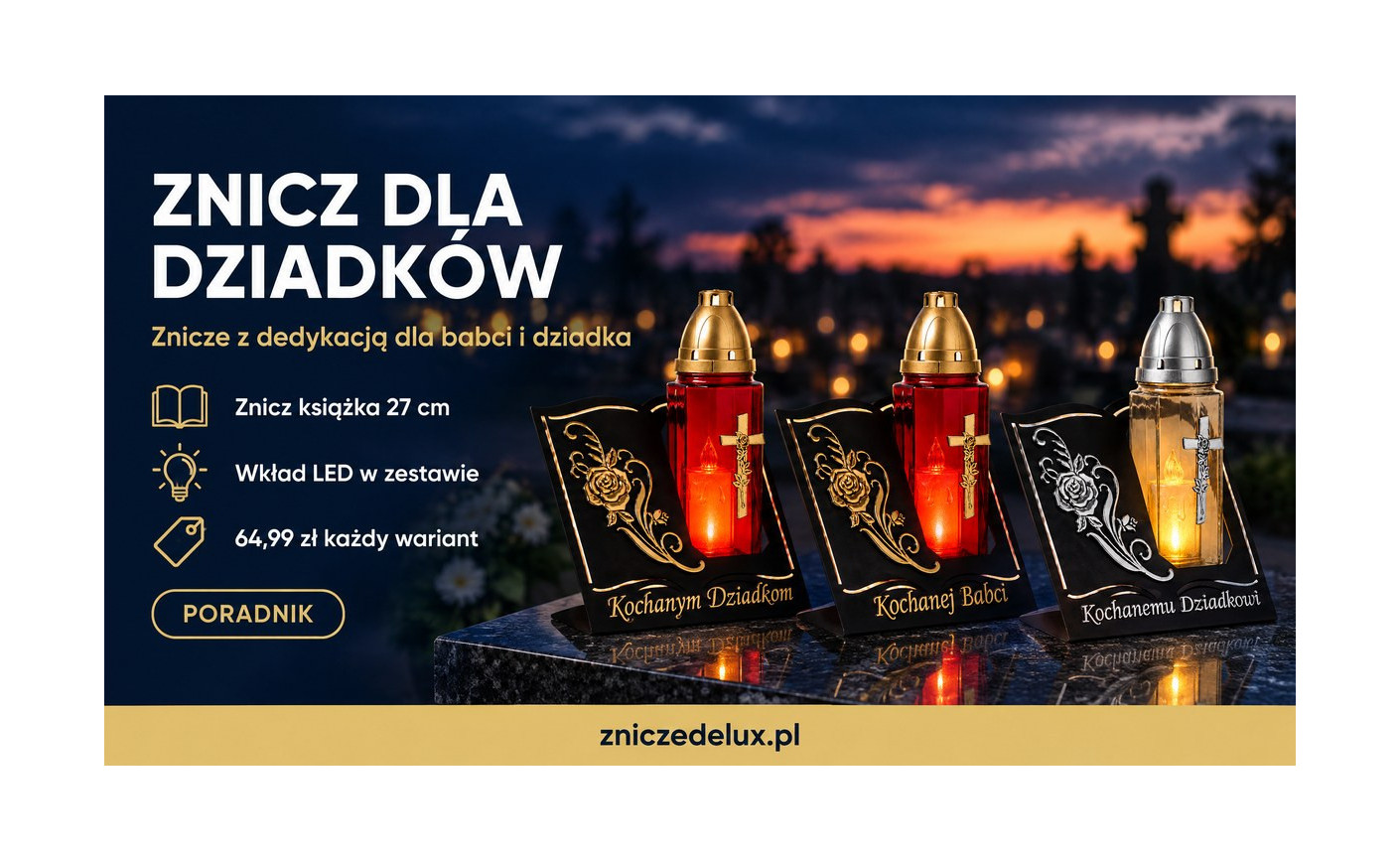 Znicz dla dziadka i babci z dedykacją – sklep Znicze DeLux