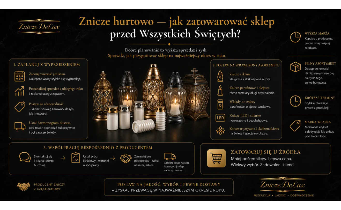 Hurtownia zniczy i wkładów czy producent? Jak kupić znicze hurtowo do sklepu