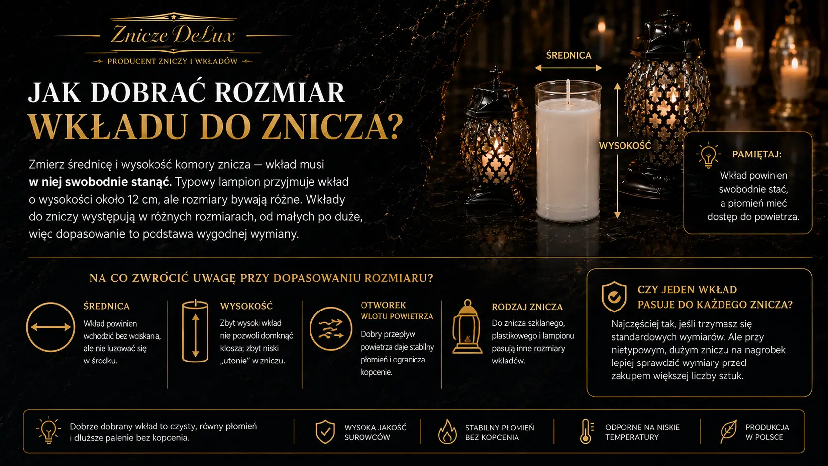 Jak dobrać rozmiar wkładu do znicza?